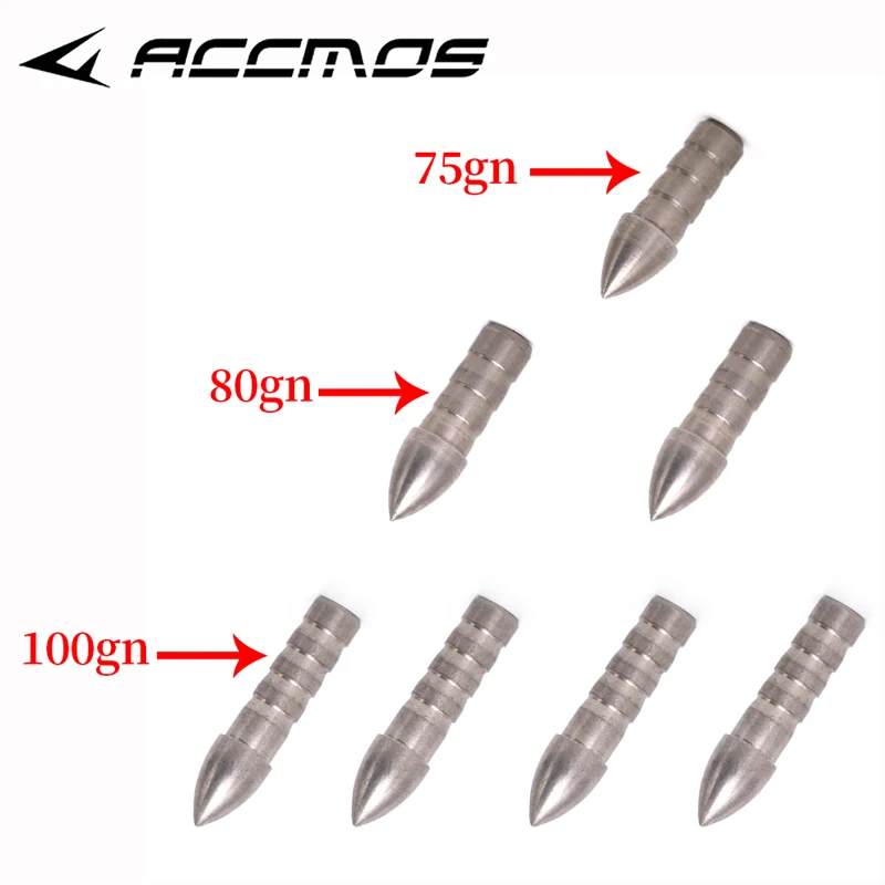 6/12/24pcs 75/80/100grain Insert Arrow Head Stainsteel Tips for ID 6.2mm Shaft Archery Accessory