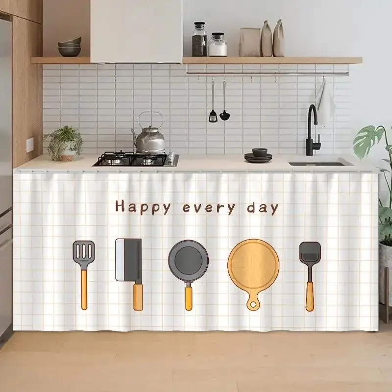 VIKAMA Self-Adhesive Half Curtain for Kitchen Cabinet Cupboard Wardrobe Dustproof Short Home Decor