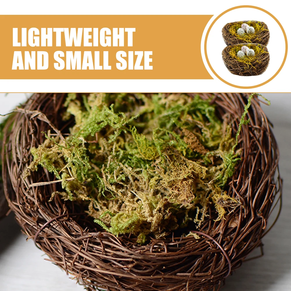 

Simulated Bird Nest Eggs Rattan Artificial Ornament Home Garden Decor Photography Props Lightweight Small Size Items Easter