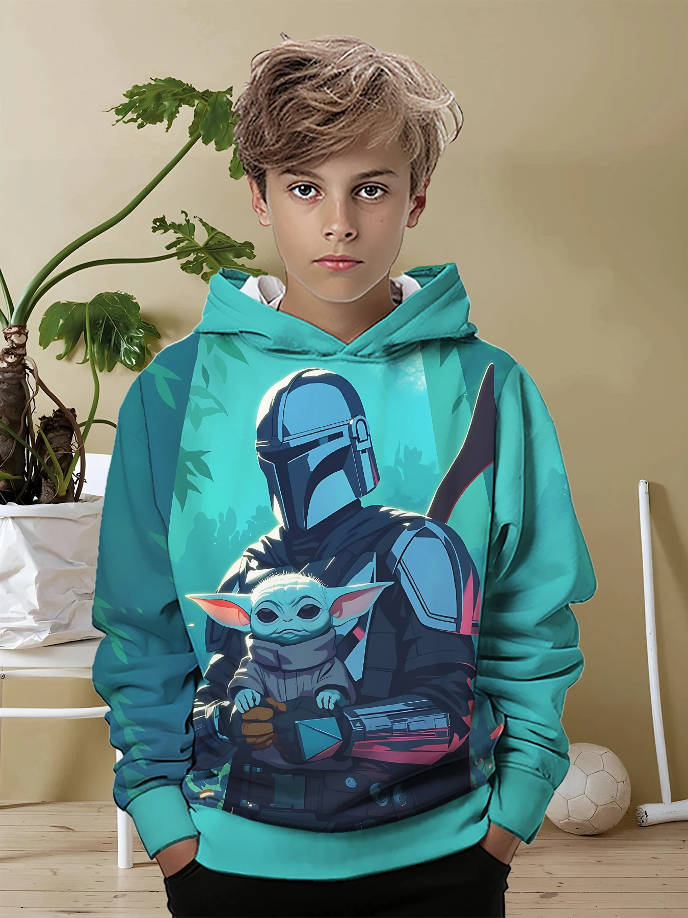 M-Mandalorians Yoda 3D Print All Seasons Children Casual Sweatshirt Cool Pullover Tops Unisex Clothes Boy Girl Hoodies