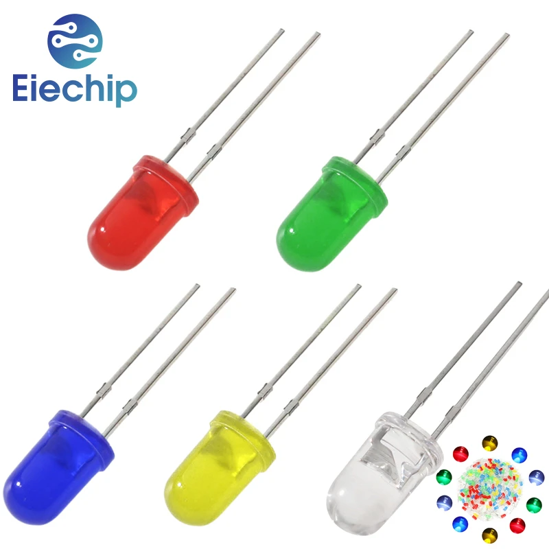 100PCS LED Diode Kit 3mm 5mm F3 F5 Emitting Assortment Set White Red Green Blue Yellow Orange DIY Electronic Kit Free Shipping