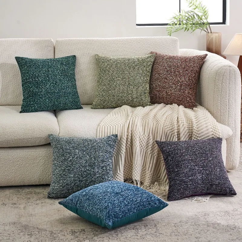 Modern Solid Color Ion-Dyed Throw Pillow Case Soft & Cozy Cushion Cover for Sofa Bedroom Living Room Window Seat Decor