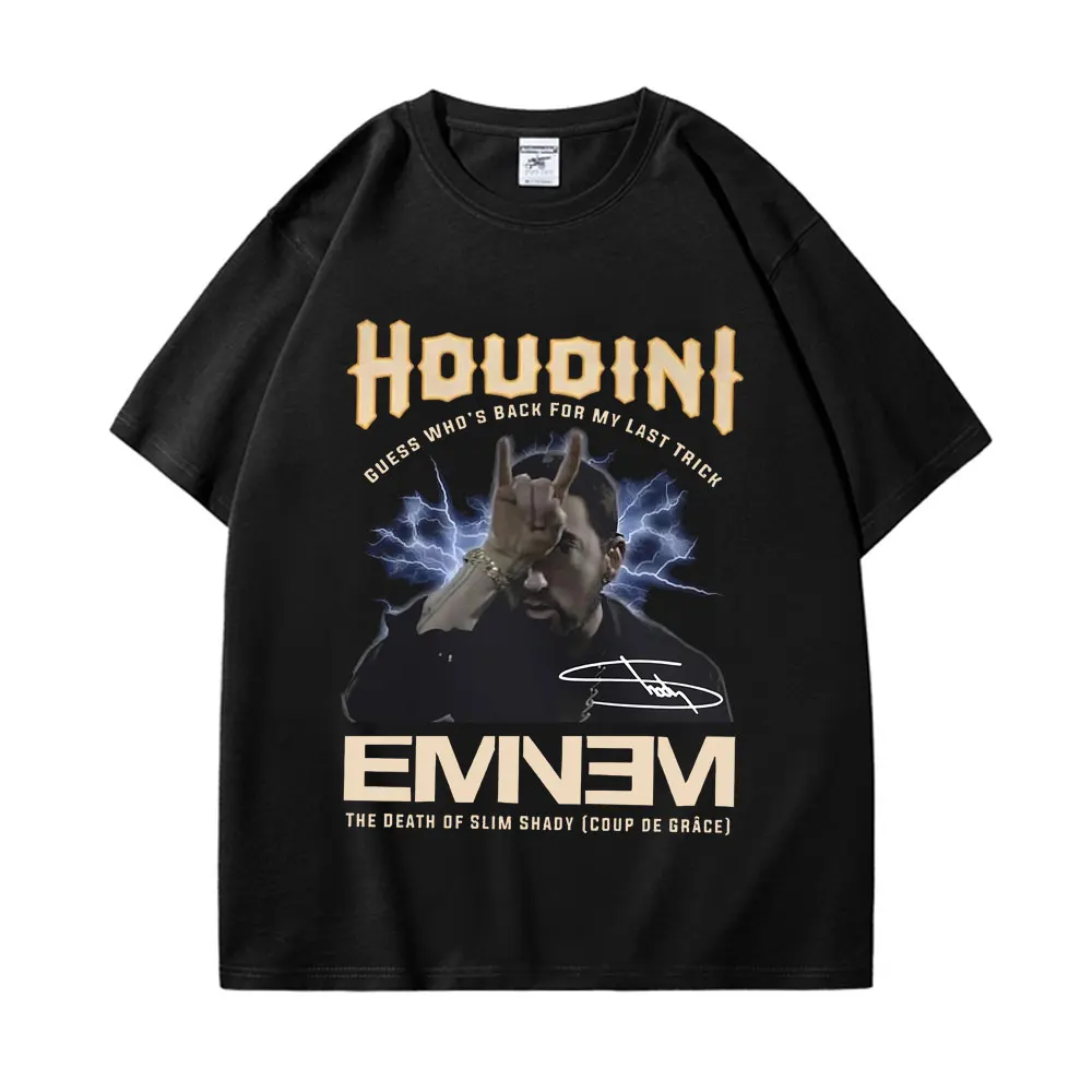 

Rapper Eminem The Real Slim Shady Houdini Graphic T Shirts Hip Hop Trend Retro T-shirts Unisex Fashion Casual Oversized T-shirt