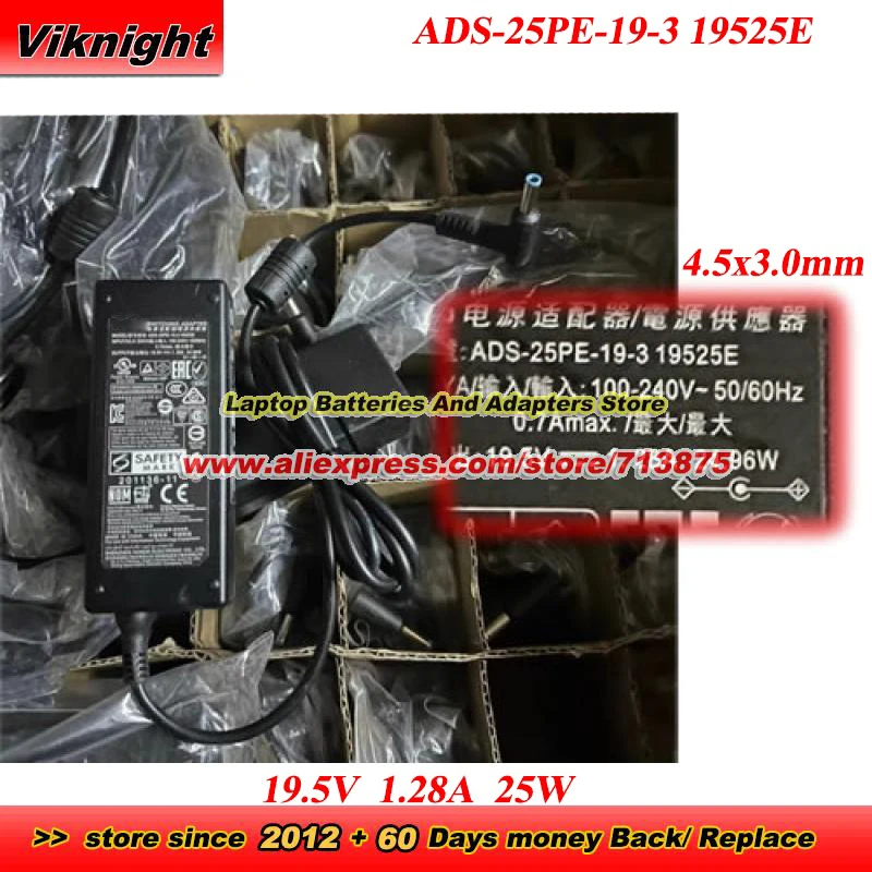 ADS-25PE-19-3 19525E AC Adapter 19.5V 1.28A 25W for Monitor M22F M24F M27F M27FQFW m27fqFHD 4.5x3.0mm Charger