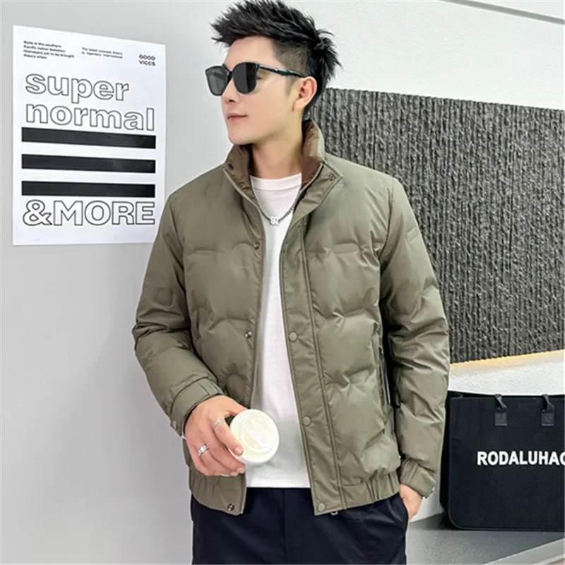 High-end Winter Down Jacket Men Clothing Trend Light Thin Warm Stand-up Collar White Duck Down Coat Jackets Windproof Outerwear