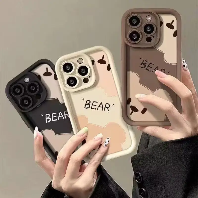 Cute Bear Soft Silicone Phone Cases For Samsung A33 A53 A31 A51 A52 A32 A03 A03S A04E A10S A20S A13 A12 A22 A23 A30 A20 Case