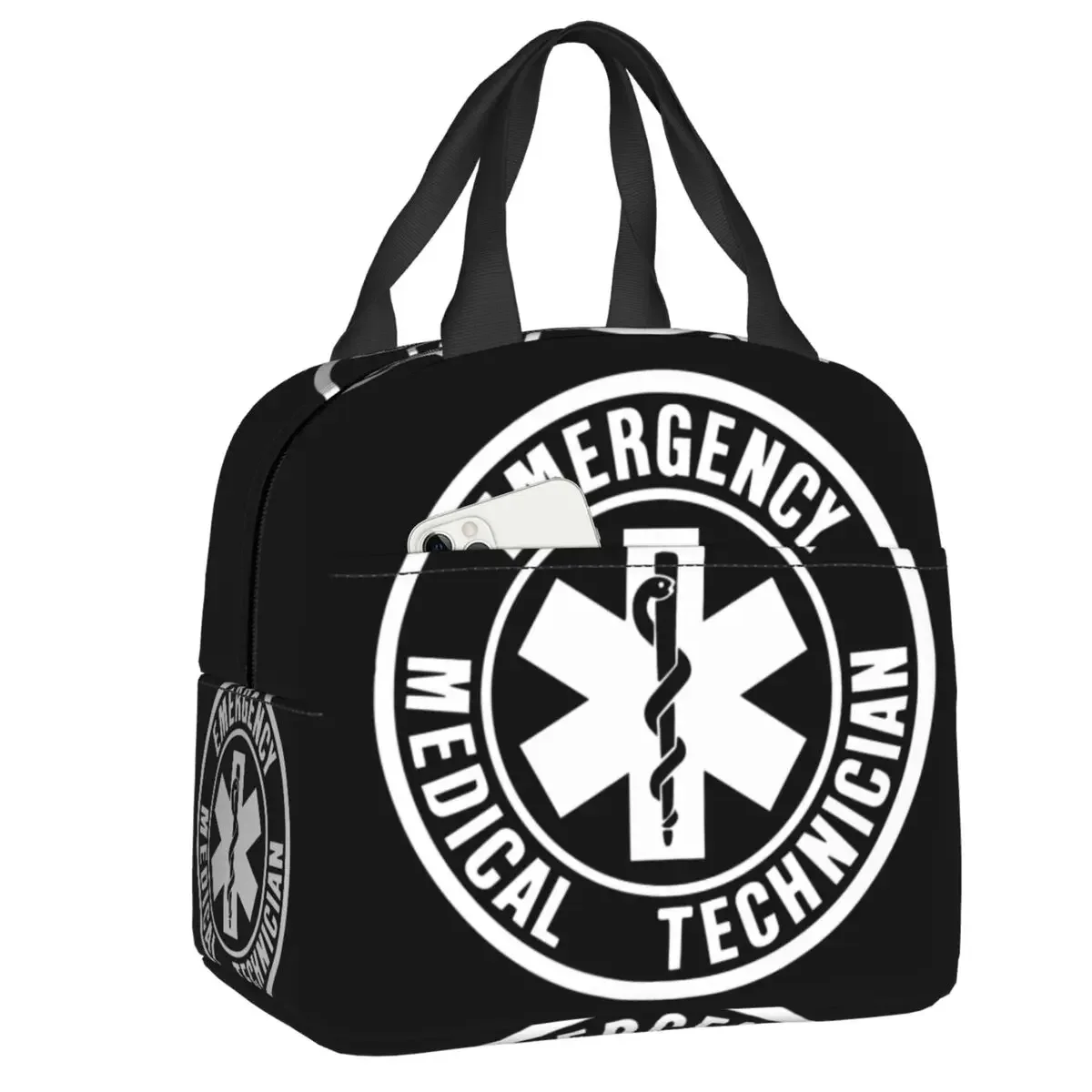 

Custom Emt Star Of Life Emergency Medical Technician Logo Lunch Bag Women Cooler Thermal Insulated Lunch Boxes for Kids School