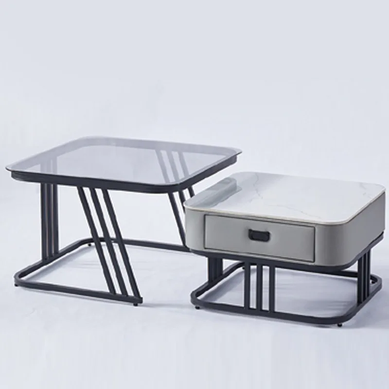 Square Coffee Table Living Room Household Small Apartment Modern TV Cabinet Glass Coffee Table Combination