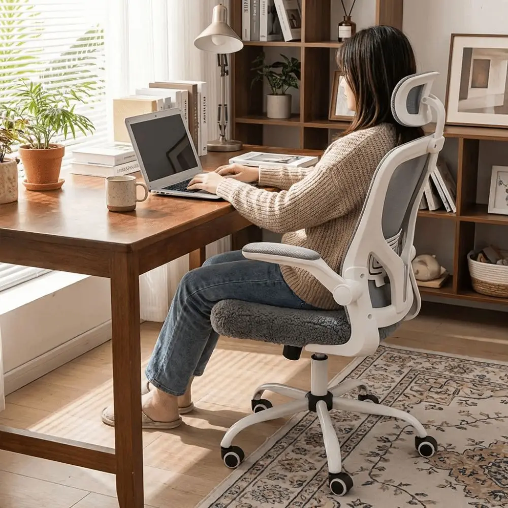 Cozy Office Chair Covers Washable Anti-Slip Computer Chair Seat Dust-proof Thickened Armchair Seat Cover Winter Use