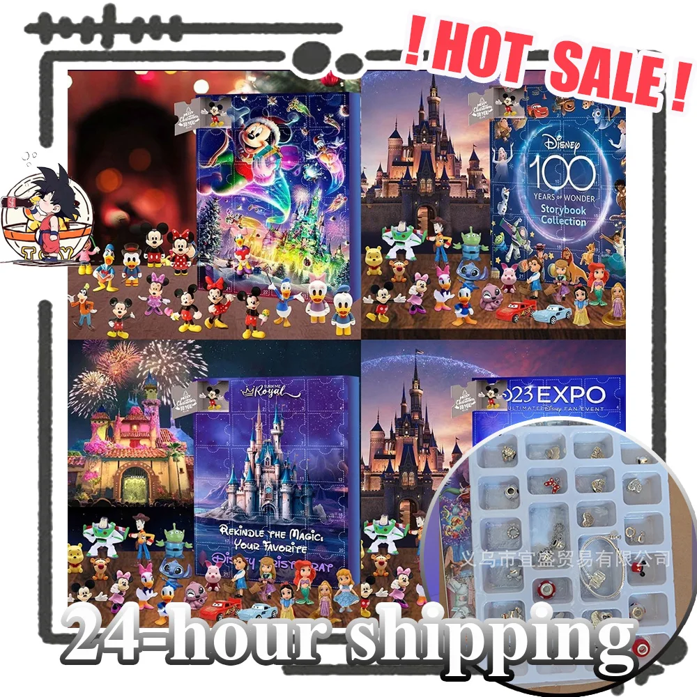 

24 шт., Рождественский адвент-календарь с Микки Диснеем, Рождественская глухая коробка, Микки Маус, аниме-фигурки, рождественский подарок, коробка-сюрприз, игрушка для детей