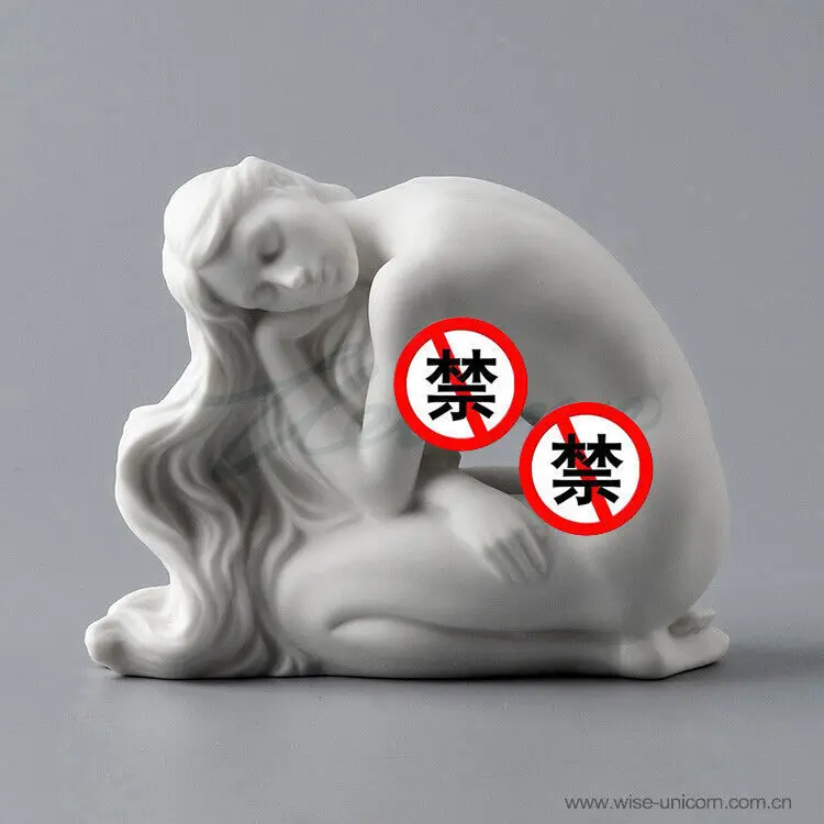 Modern Art Sculpture White Porcelain Mat Glaze Abstract Man and Wife Statues