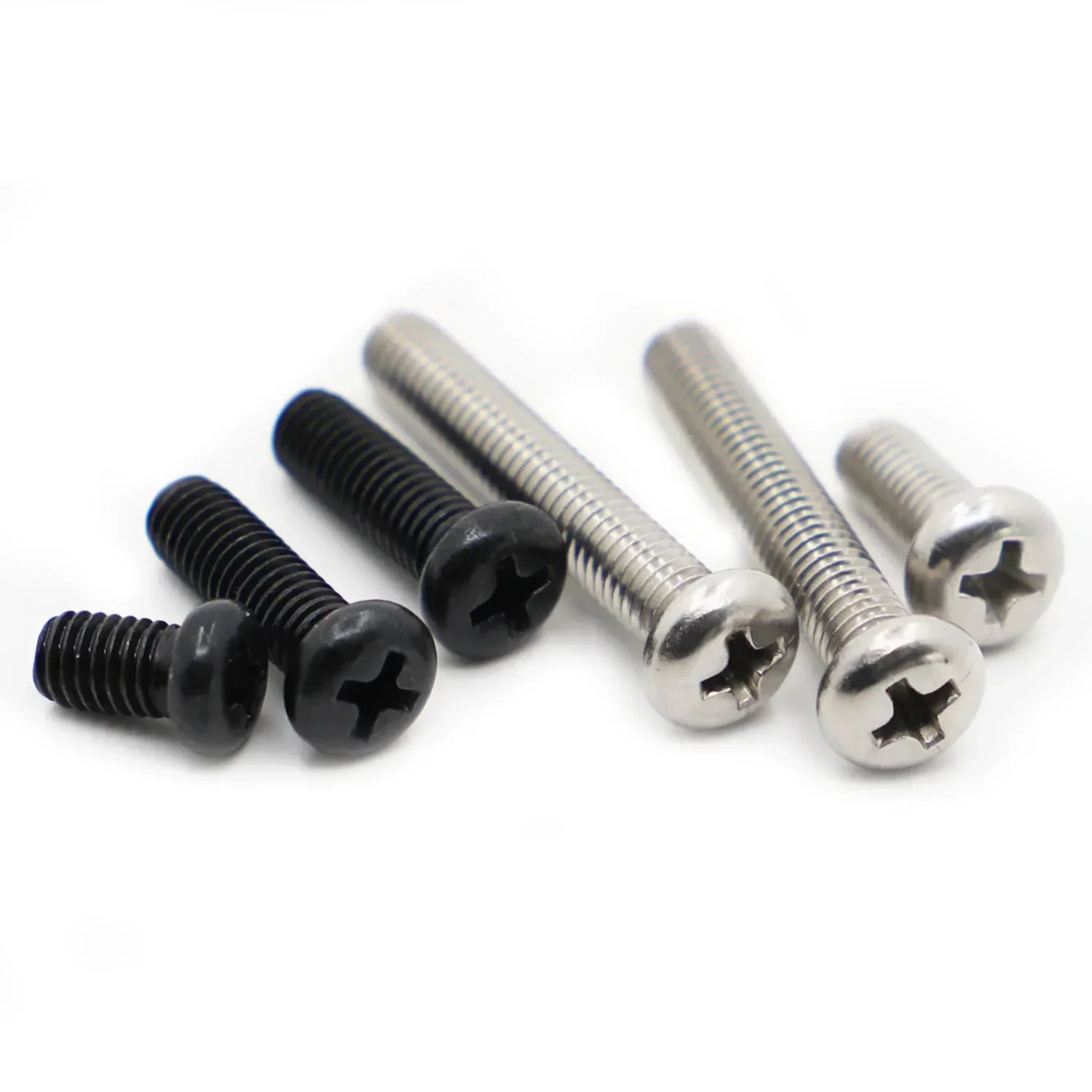 L=3-50 M1-1.2-1.6-2-2.5-3-4 Black Steel/304 Stainless Steel Cross Recessed Pan Round Head Screw Phillips TV Bolts DIN7985 GB818