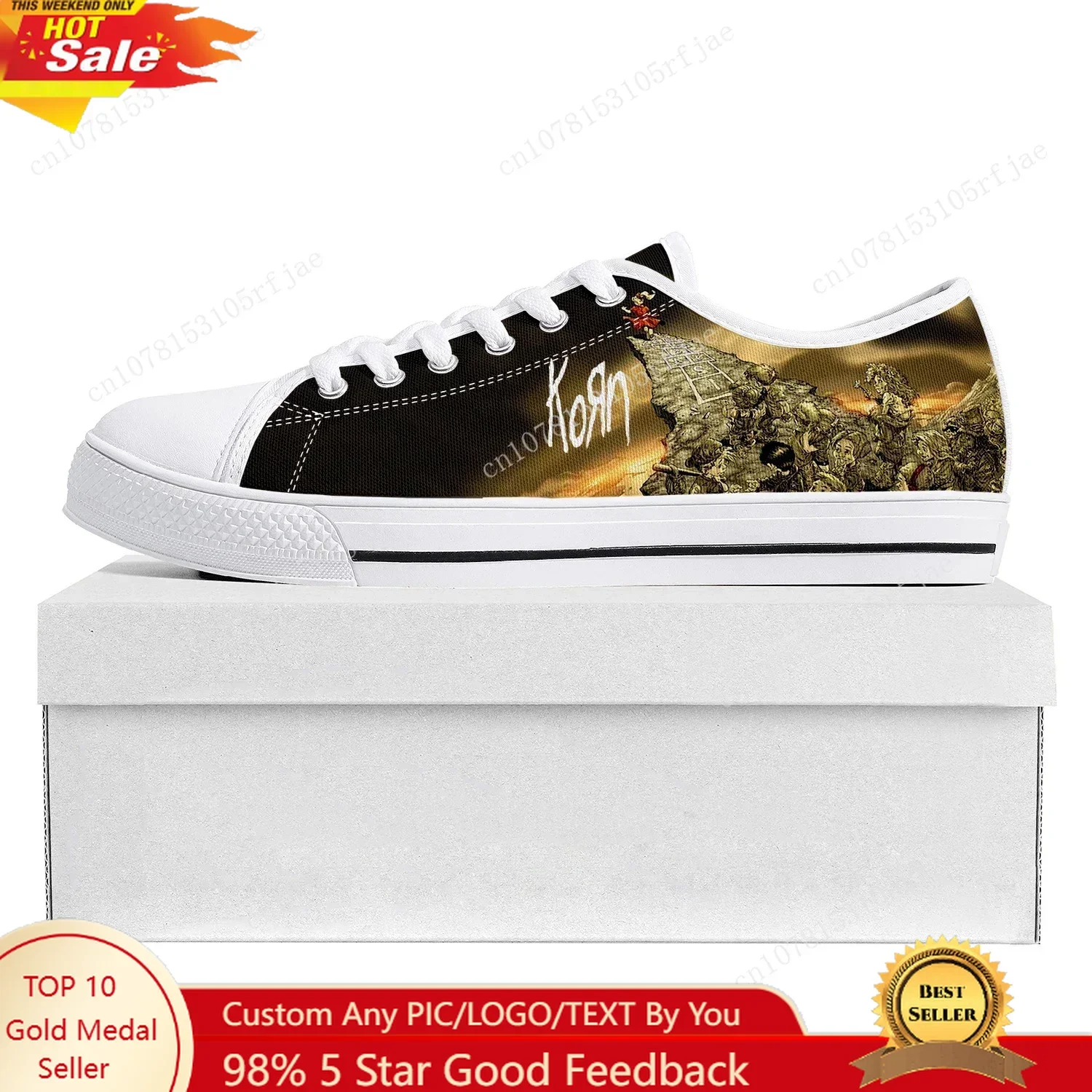 Korn Rock Band Low Top High Quality Sneakers Mens Womens Teenager Canvas Sneaker 3D Print Casual Couple Shoe Custom Shoe White