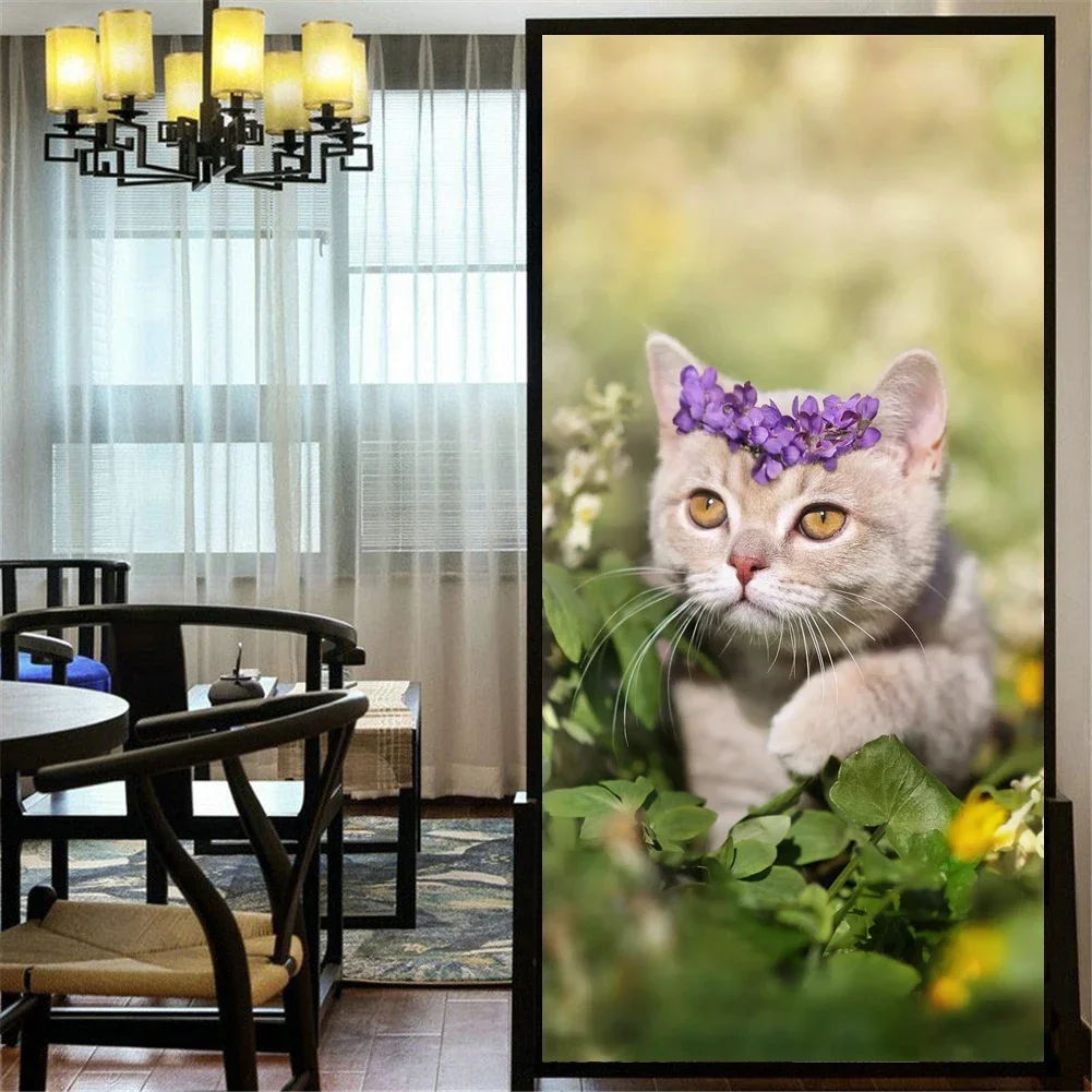 No Glue Static Cling Privacy Windows Film Translucence Decorative  Cute Cat Stained  Glass Window Stickers  Window Tint 16