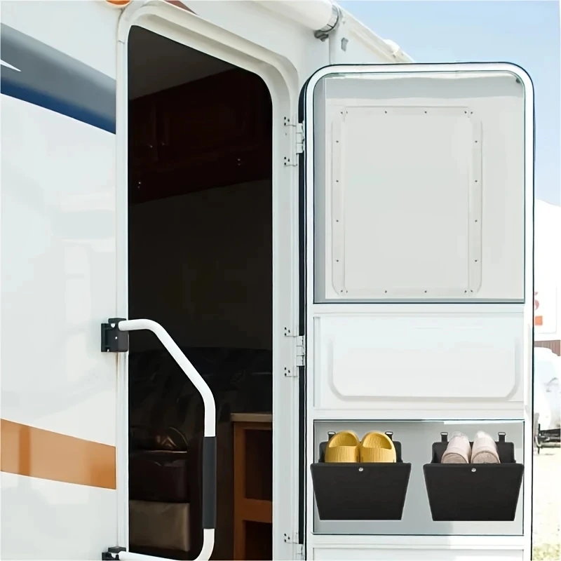 2PCS RV Door Storage Bags With Adhesive Tape Large Deep Pockets Hanging Door Shoe Rack For Campers Motorhome Accessories