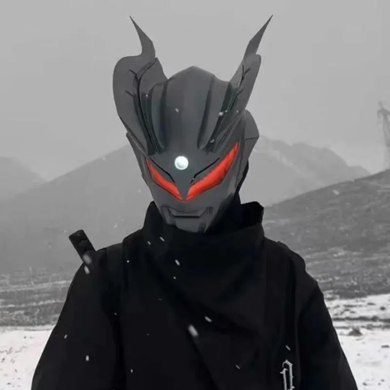 خوذة أغطية الرأس لوبوس ليبو ذات العين الحمراء الداكنة، قناع توهج، زي الهالوين، هدية عيد ميلاد للبالغين