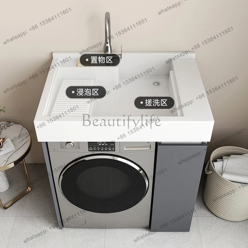 Small apartment balcony washing machine significant other integrated combination sink basin with rubbing board