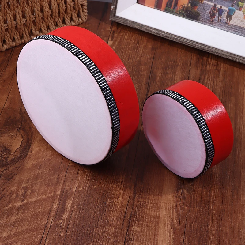 Kids Wooden Hand Drum Music Percussion Instrument Red Handheld Percussion Hand Drum Educational Toys Hand Beat