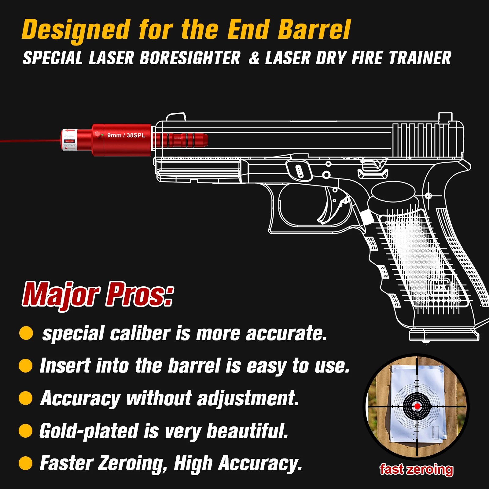 Pistola y rifle láser de fuego seco 9mm/38SPL herramienta de entrenamiento láser - accesorios de caza entrenamiento tiro calibración.
