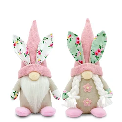 2pcs Classic Easter Gnome Decorations Spring Bunny Themed Polyester Figurines Fashionable Holiday Accents for Various Room Types