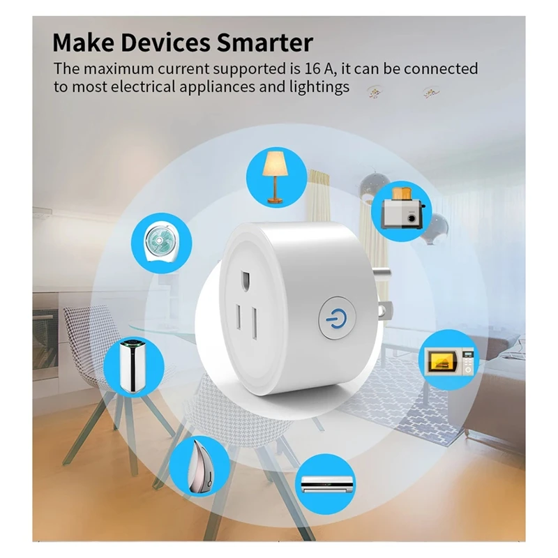 Prise intelligente WIFI APPLIA-3Pcstuya, prise US 16A avec fonction de surveillance de l'alimentation, fonction de synchronisation, prises d'application Smart Life, fonctionne avec Alexa