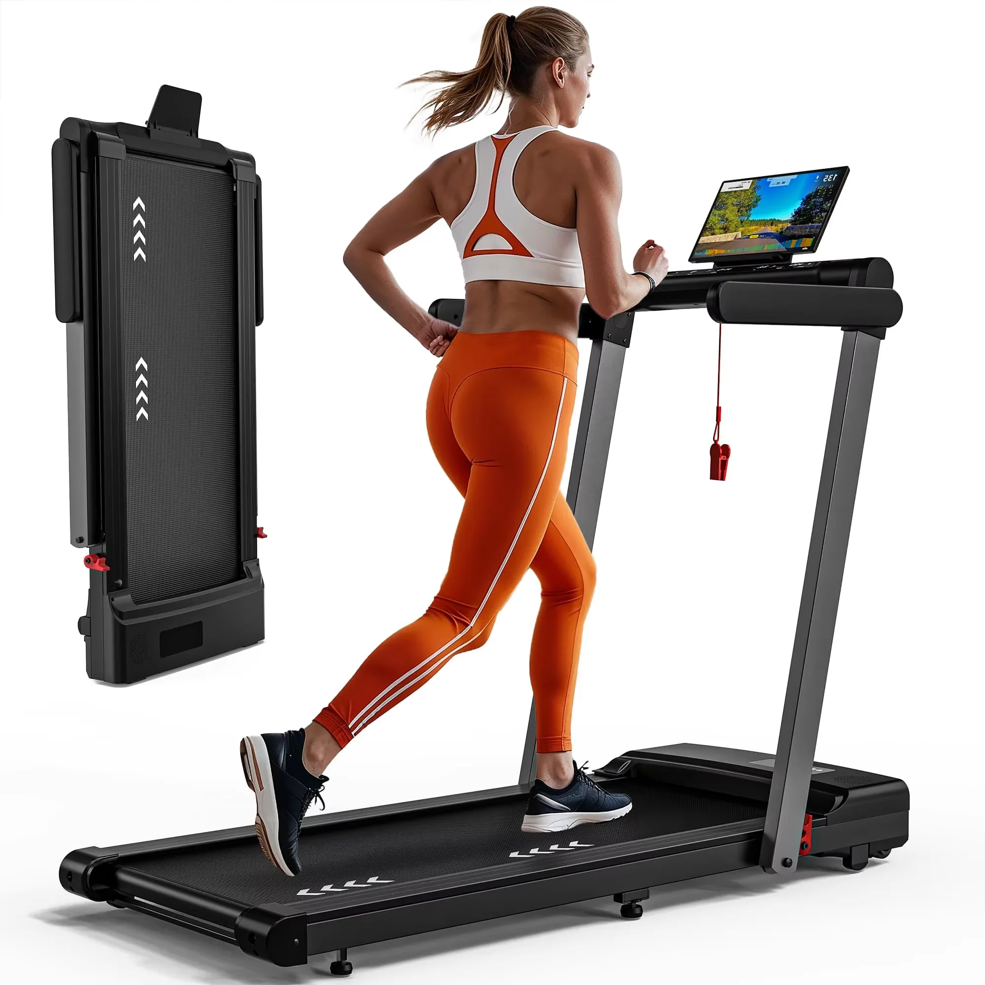 2 Jahre Garantie, 2-in-1-Heimlaufband, 12 km/h, Dual-LED-Anzeige, 12 Programme, faltbar, stoßdämpfend, App-kompatibel
