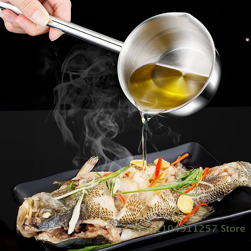 1 Pc 150/300 Ml Multifunctional Stainless Steel Hot Oil Pan, Cooking Butter Melting Pan, Household Kitchen Frying Pan Cookware