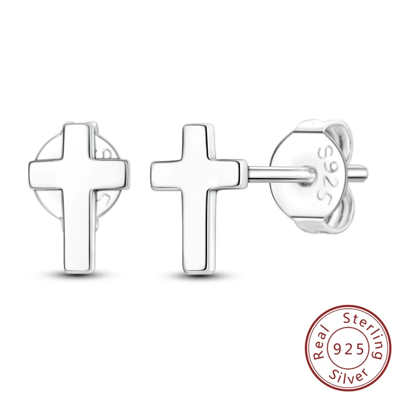 

Серьги-крестики из стерлингового серебра 925 пробы, женские блестящие простые серьги-гвоздики для вечеринки, годовщины, свадьбы, подарка