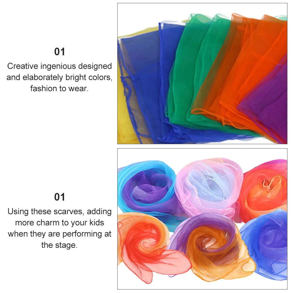 

20Pcs Dance Scarfs Silk Feeling Touch Skin Friendly Stage Performance Kindergarten Kids Decors Performance Scarves