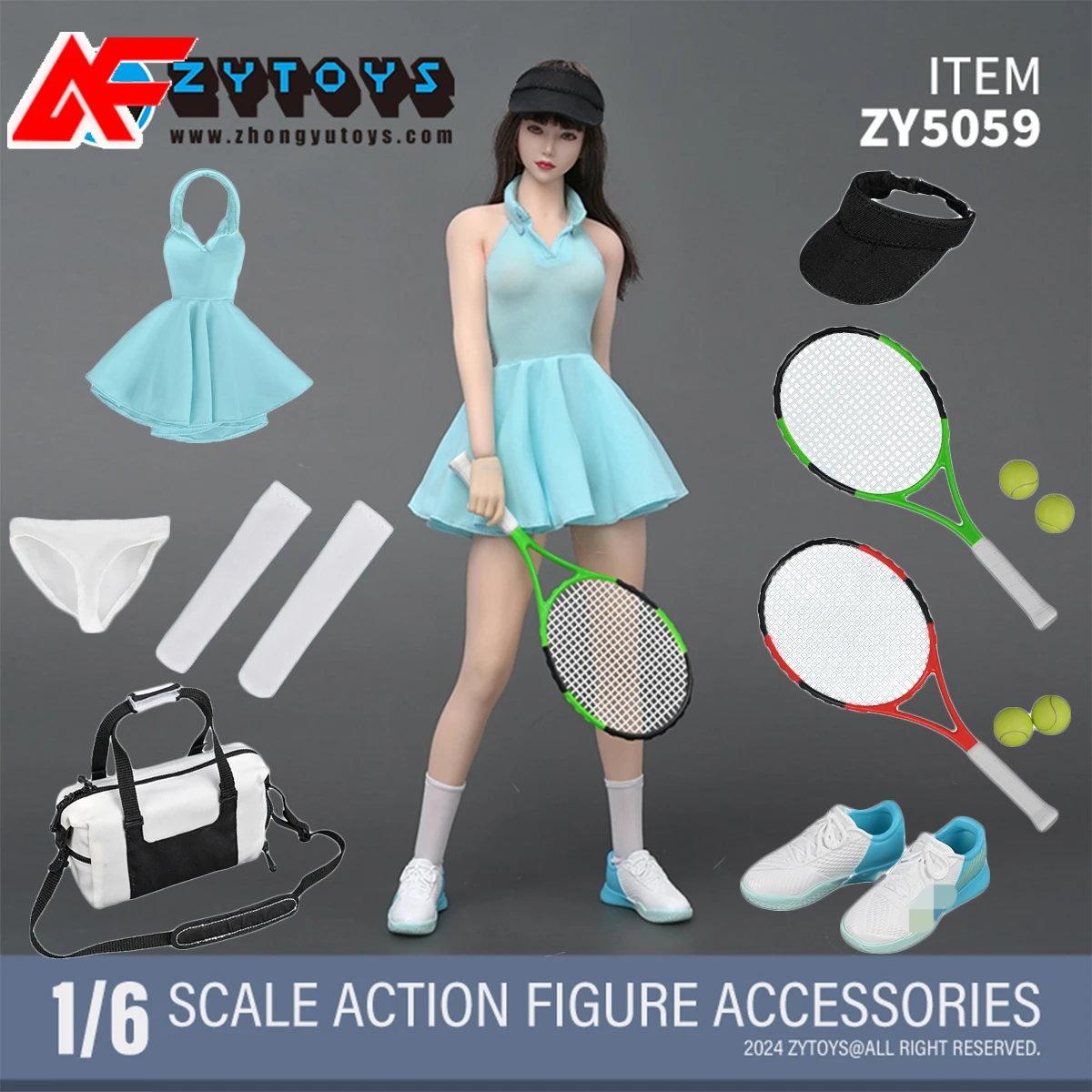 ZYTOYS ZY5059 1/6 Scale Tennis Girl Sports Suit Clothing Set Fit For 12'' TBL PH JO Female Action Figure Body Dolls