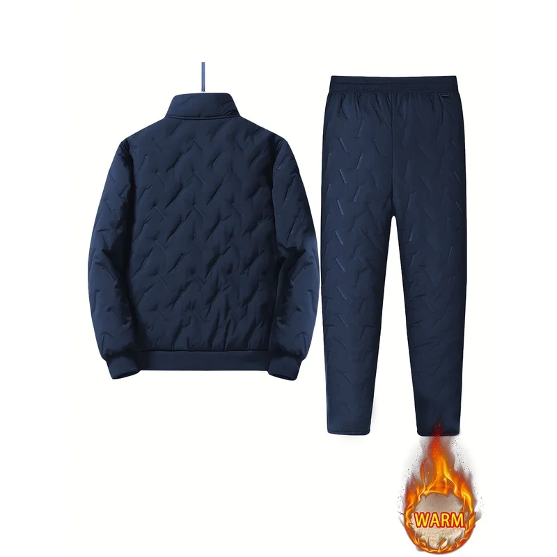 Clothes Two-Piece Men's Casual Suit Plus Fleece And Thickened Men's Jacket And Trousers Set Outfit Clothing Top Bottom Man Pants