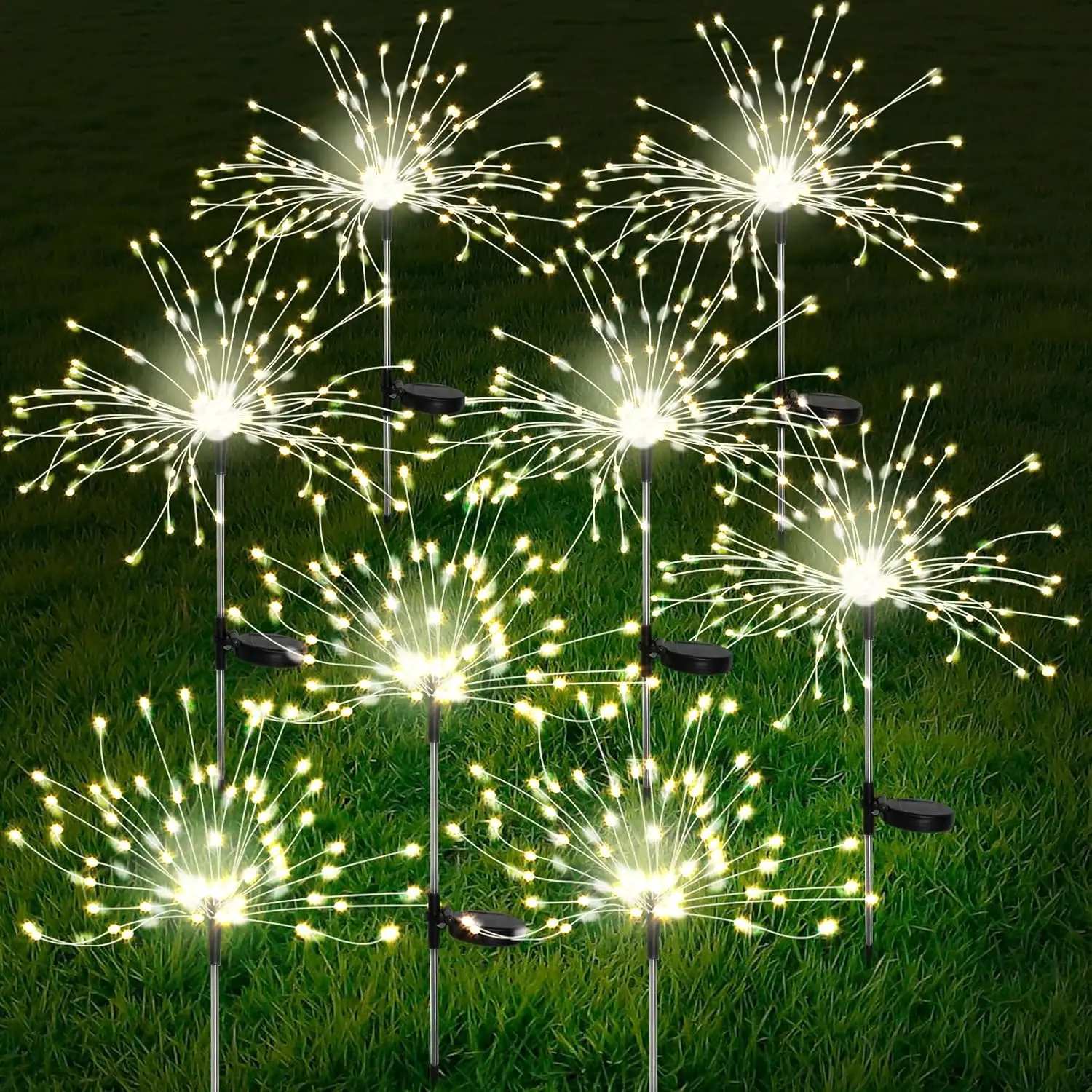

8 Pack Solar Garden Lights with 200 LED String, Waterproof, 2 Modes for Outdoor Decoration in Warm White