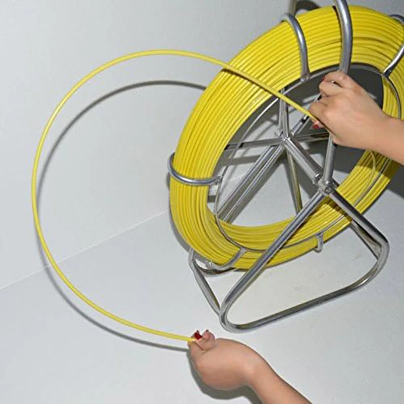 شريط السمك الألياف الزجاجية 425FT 6 مللي متر قناة رودر مع الصلب حامل بكرة سلك كابل تشغيل قضيب القناة رودر