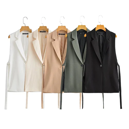 Imagen 1 del producto Willshela, chaleco a cuadros a la moda para mujer, chaquetas sin mangas con cuello en V y una hilera de botones, traje elegante para mujer, camiseta sin mangas corta