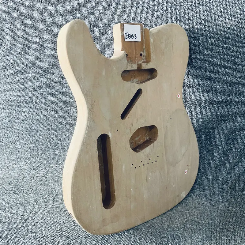 EB153 Left Hand Tele Electric Guitar Unfinished TL Guitar Body in Solid Wood No Paints with Damages for Replace and DIY