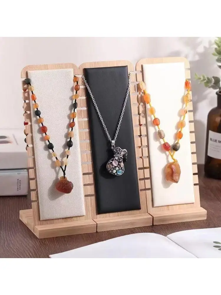  Display Stand Wooden Multiple Necklace Easel Showcase Display Holder for Case