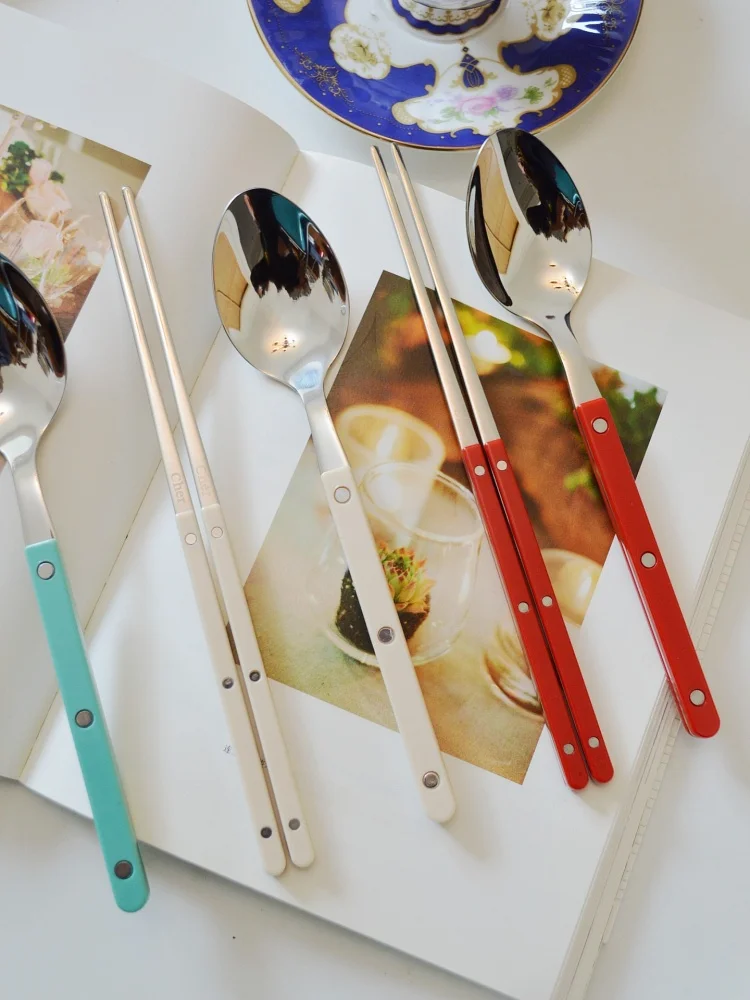 Elandil Cher Home Use 304 Stainless Steel Utensils Chopsticks And Spoon Small Pub Korean Style Dining Tableware Set view 3
