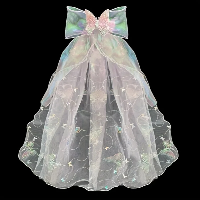 [Butterfly Hair Clip] Angel-Inspired Iridescent Butterfly Hair Clip with Delicate Veil - Elegant Accessory for Women