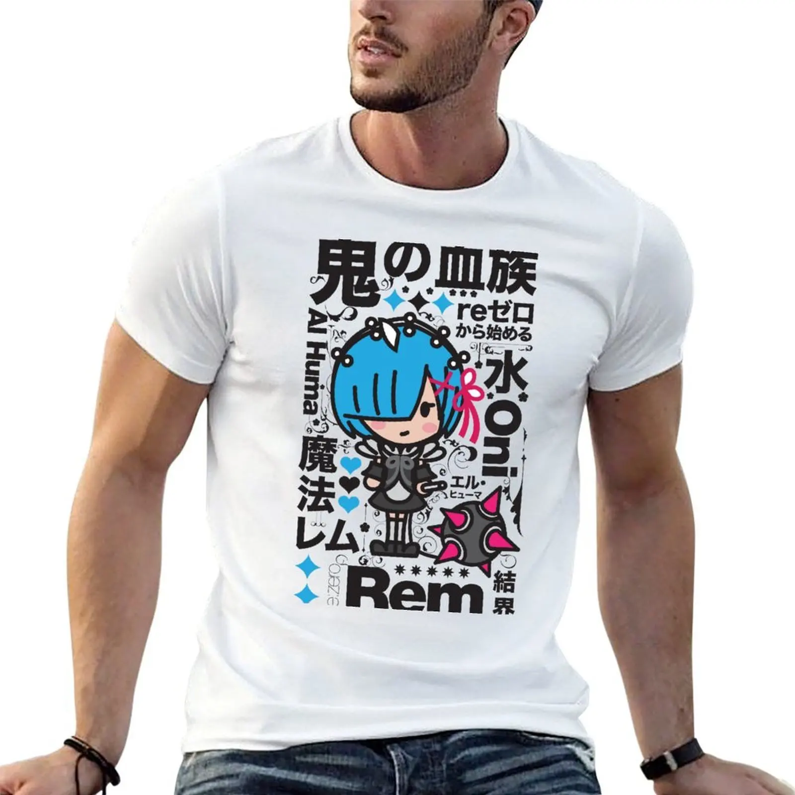 

Rem - Re:Zero T-Shirt black cotton t-shirt plain for man package t shirt custom print T-Shirt
