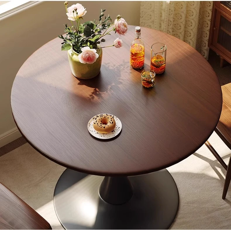 Round dining table small apartment negotiation Fuzhong antique tea table chair French balcony coffee shop combination
