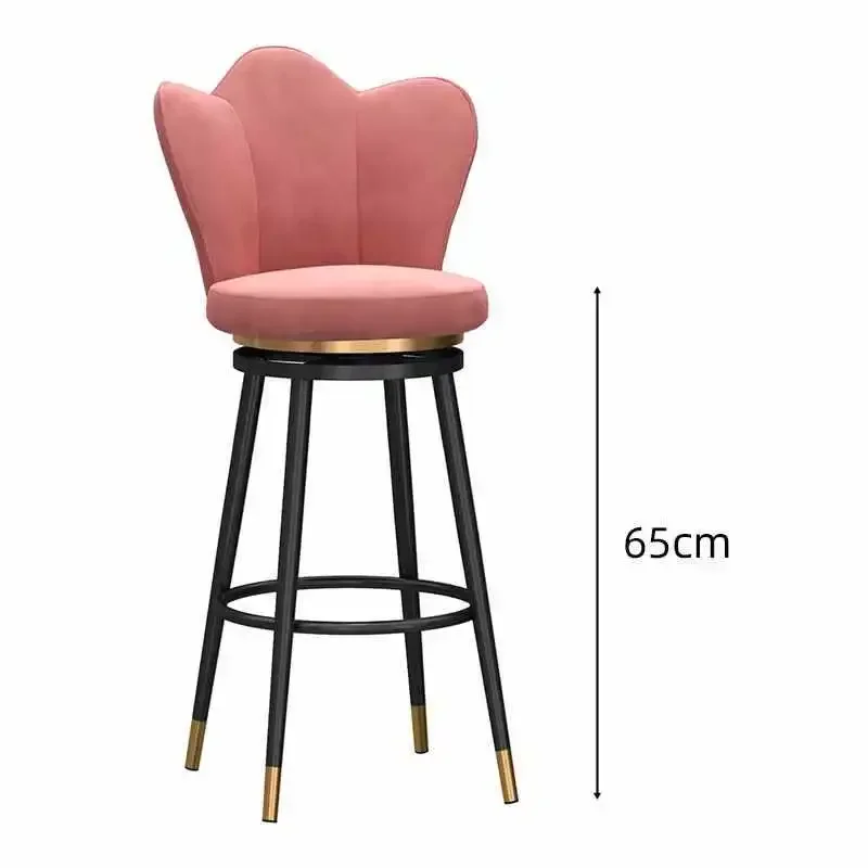 Bar chair rotating, luxurious, modern and simple backrest, home bar front desk milk tea cashier, beauty high legged stool