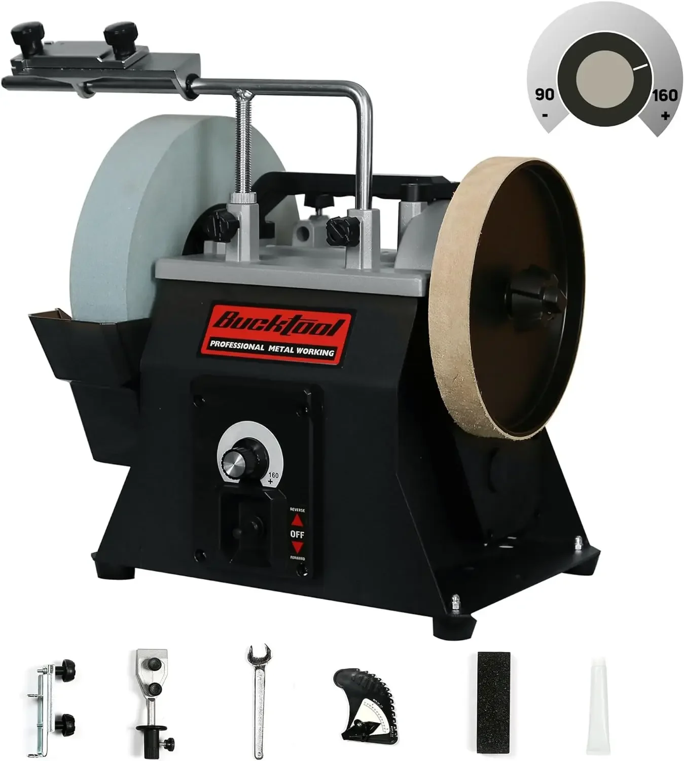 

10-Inch Variable Speed Sharpening System 1.2-Amp Two-Direction Water Cooled Wet Stone Grinder 90-160RPM, SCM8103