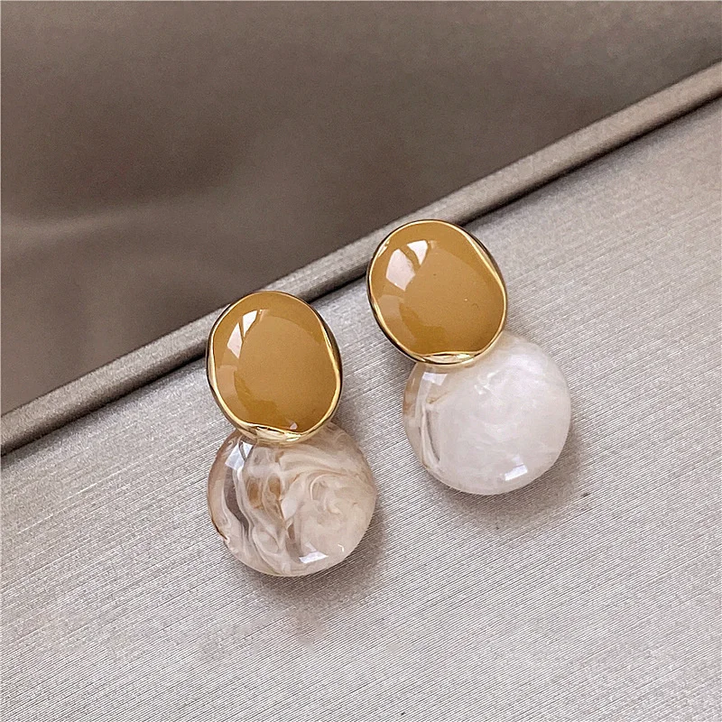 Adolph Trending Coffee Color Ellipse Texture Drop Earring Fashion Party Korean Elegant Earrings Female Jewelry For Woman New