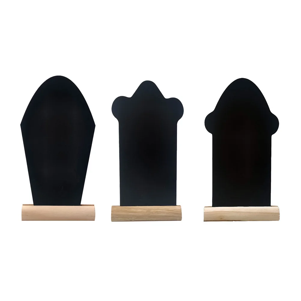 3 Pcs Wooden Tombstone Decoration Desktop Blackboards Mini Adorns Chalkboard Signs Crafts