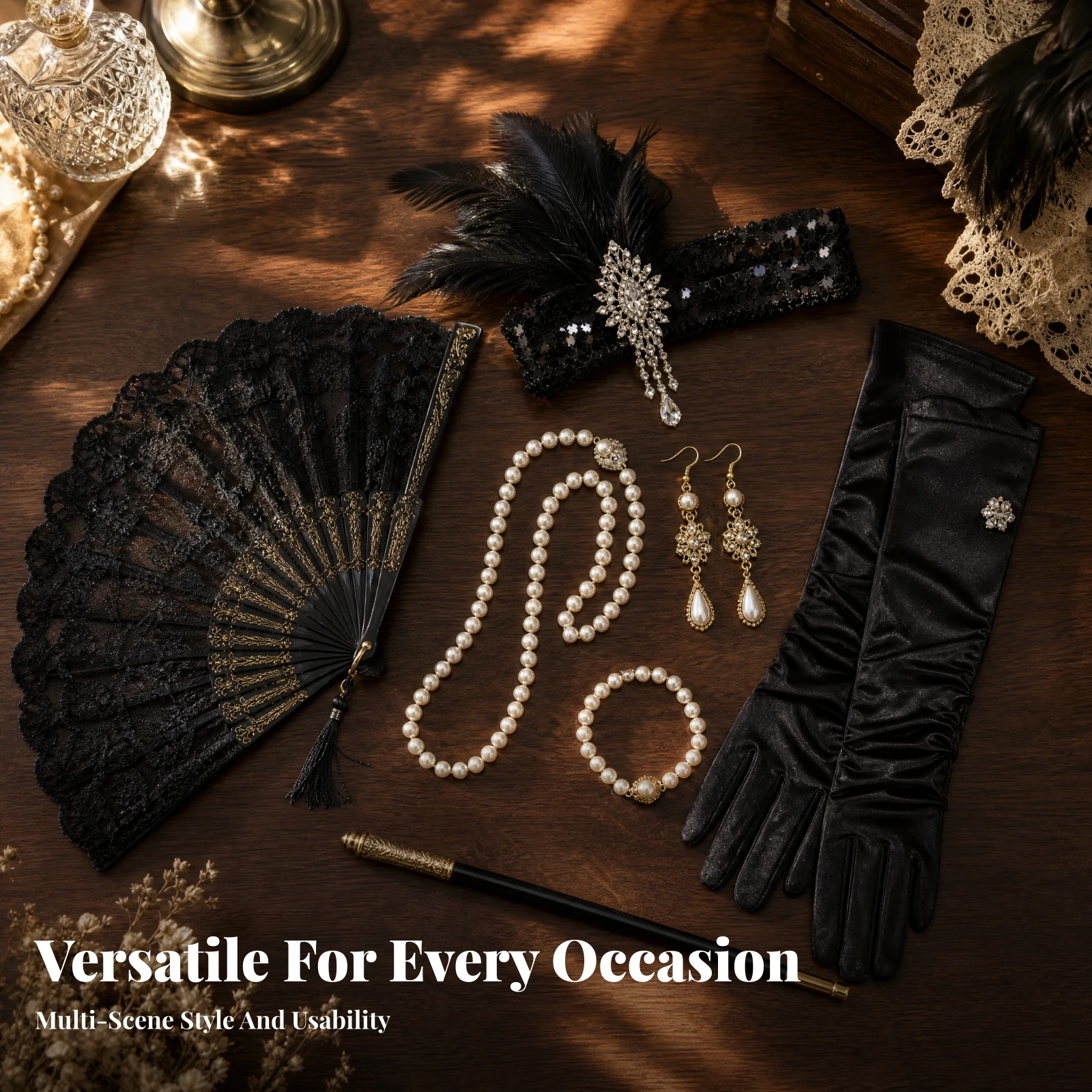 1920s Costume Accessory Set Party Wear Vintage Gatsby-Style Accessory Set Dress-up Gear
