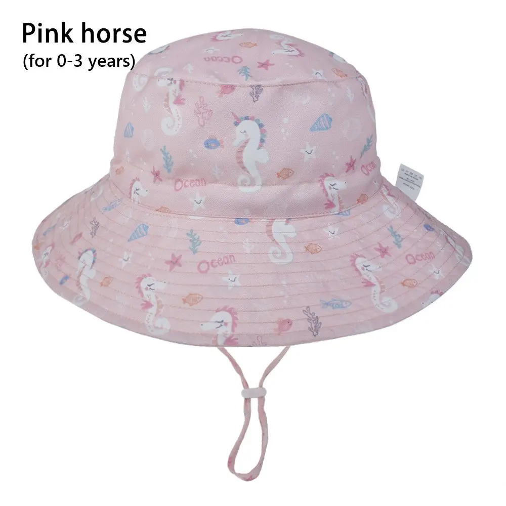 Boys Girls Summer UV Protection Swimming Hats Wide Brim  Sun Hat Beach Cap Bucket Hat with Adjustable Chin Strap