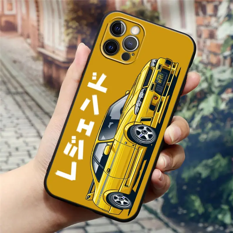 Крутой мужской спортивный автомобиль JDM GTR с мультяшным рисунком чехол для телефона Apple iPhone 16 15 14 13 12 11 Pro Max XR XS Max 8 Plus задняя крышка чехол