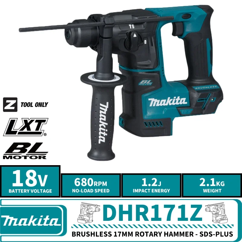 Makita DHR171Z Brushless Cordless 17MM Rotary Hammer 18V Lithium Power Tools Hammer Impact Drill 4800IPM 680RPM