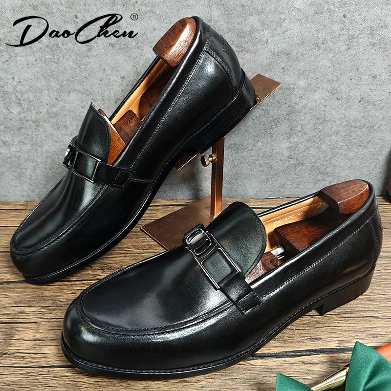 Luxury Slip On Dress Shoes Men Genuine Leather Italian Loafer Shoes For Men Black Brand Formal Wedding Office Men Casual Shoes