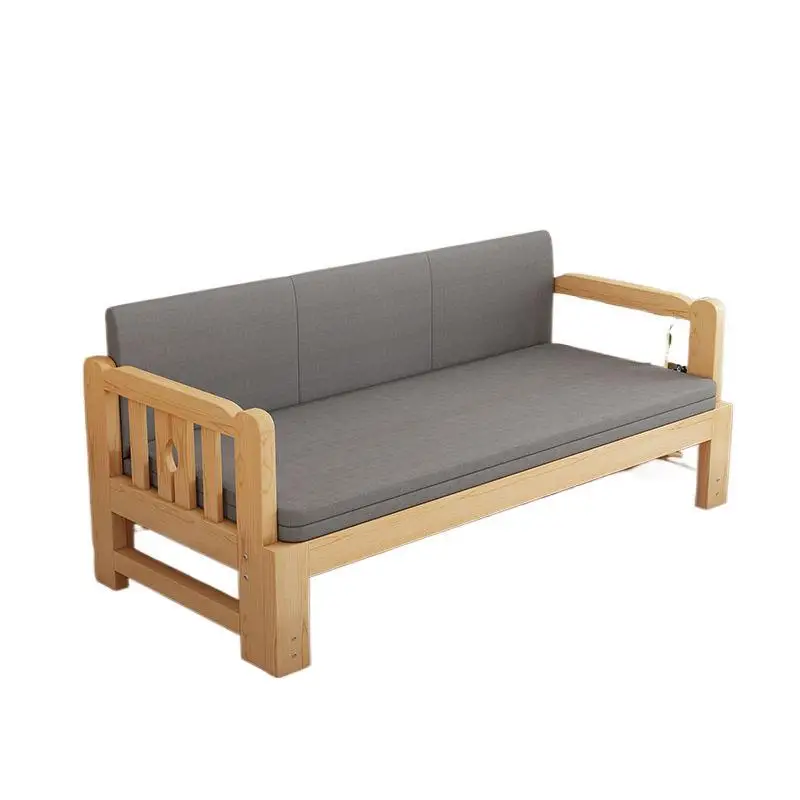 Solid wood folding sofa small bed integrated dual-purpose living room multi-functional simple small apartment single universal b